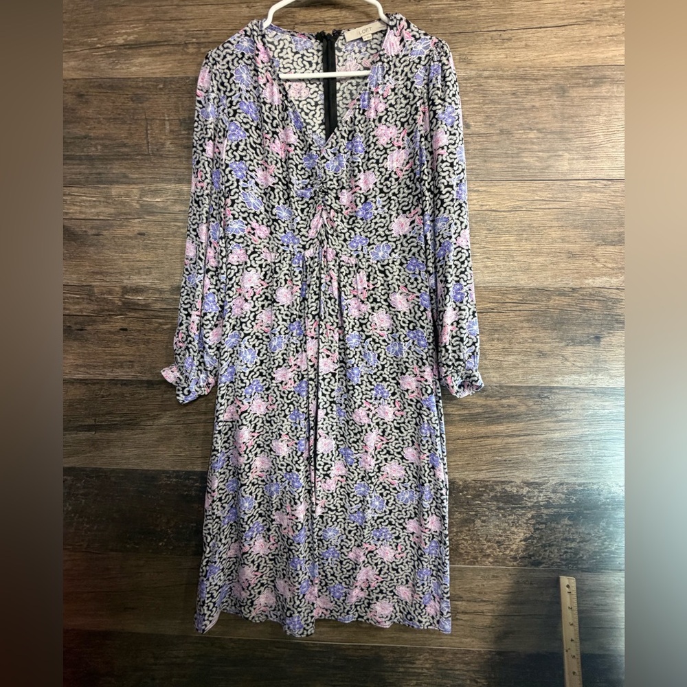 LOFT Pink and Purple Floral Maxi Dress